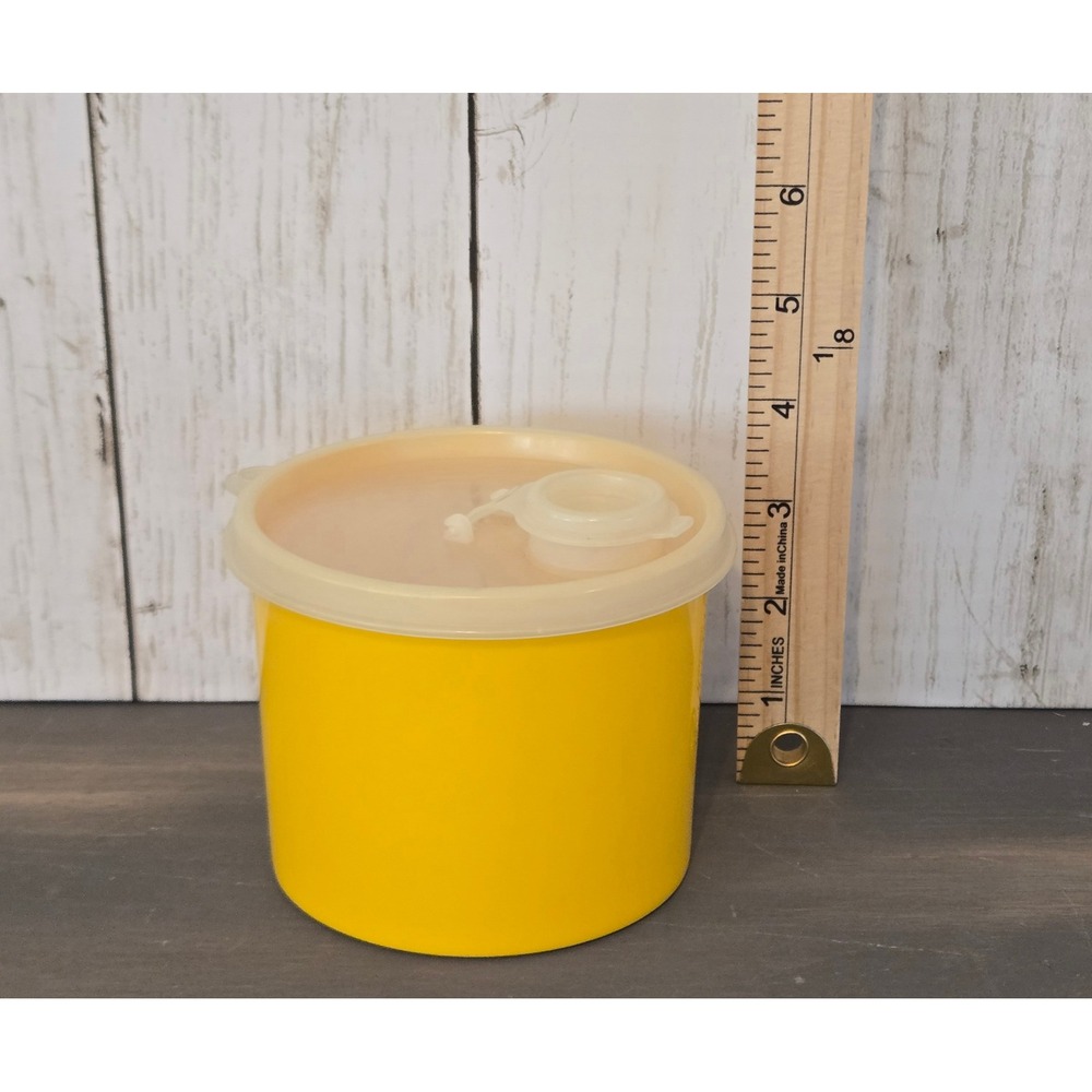 Vintage Tupperware Yellow Handolier Canister 250-18 with Flip Top Lid